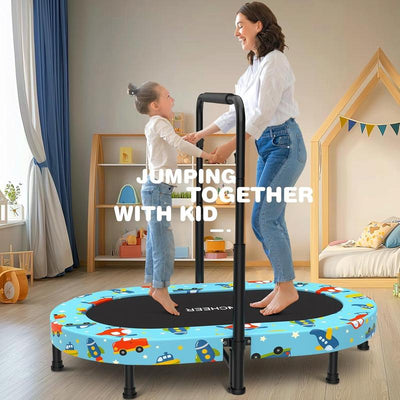 ANCHEER Foldable Trampoline, Mini Rebounder Trampoline with Adjustable Handle, Indoor/Garden/Workout Cardio, Parent-Child Twins Trampoline Max 220Lbs