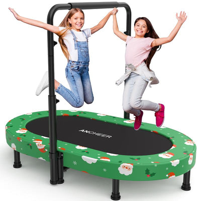 ANCHEER Foldable Trampoline, Mini Rebounder Trampoline with Adjustable Handle, Indoor/Garden/Workout Cardio, Parent-Child Twins Trampoline Max 220Lbs