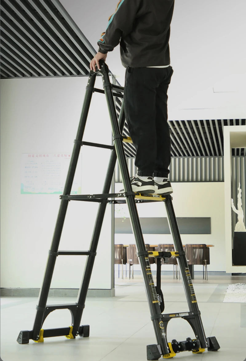 New Herringbone Telescopic Ladder Aluminum Alloy Thickened Engineering Folding  Multifunctional Portable Lifting Floor Ladder