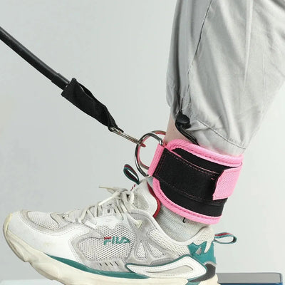 Ankle straps with adjustable D-ring cuffs for fitness workouts