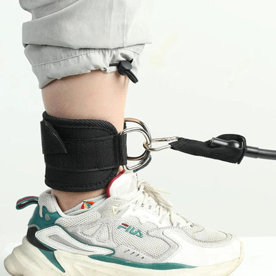 Ankle straps with adjustable D-ring cuffs for fitness workouts