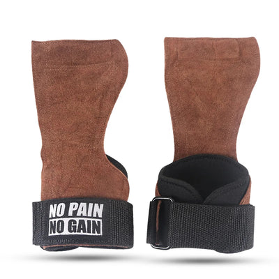 Cowhide palm guard gym grips with wrist wraps for weightlifting