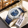 POEDAGAR luxury men's square quartz watch with leather strap, luminous hands, and waterproof date display