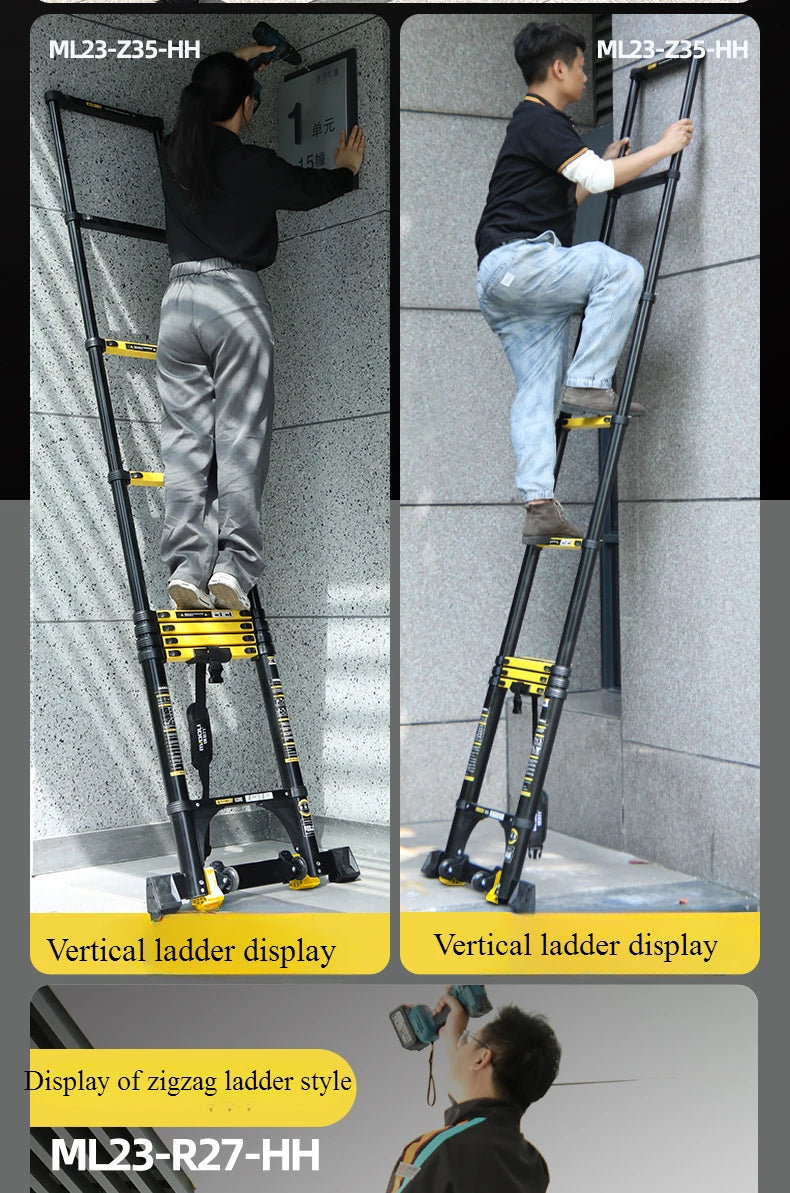 New Herringbone Telescopic Ladder Aluminum Alloy Thickened Engineering Folding  Multifunctional Portable Lifting Floor Ladder