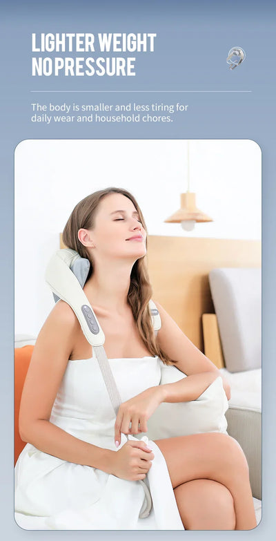 Foreverlily Wireless Neck And Back Massager Cervical Relaxing Shawl Kneading Massage for Trapezius Pain Relief