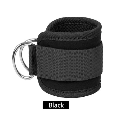 Ankle straps with adjustable D-ring cuffs for fitness workouts
