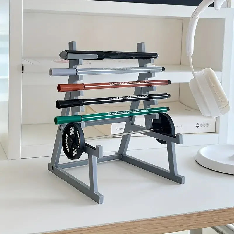 Creative barbell pen holder for fitness lovers and weightlifters
