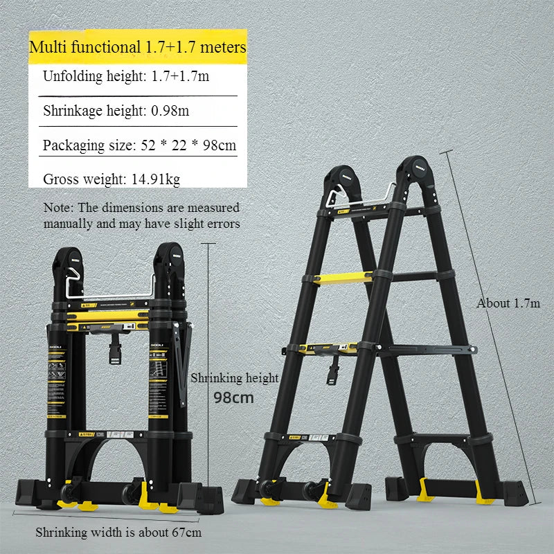 New Herringbone Telescopic Ladder Aluminum Alloy Thickened Engineering Folding  Multifunctional Portable Lifting Floor Ladder