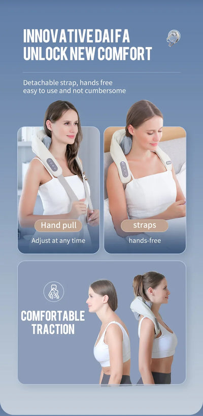 Foreverlily Wireless Neck And Back Massager Cervical Relaxing Shawl Kneading Massage for Trapezius Pain Relief