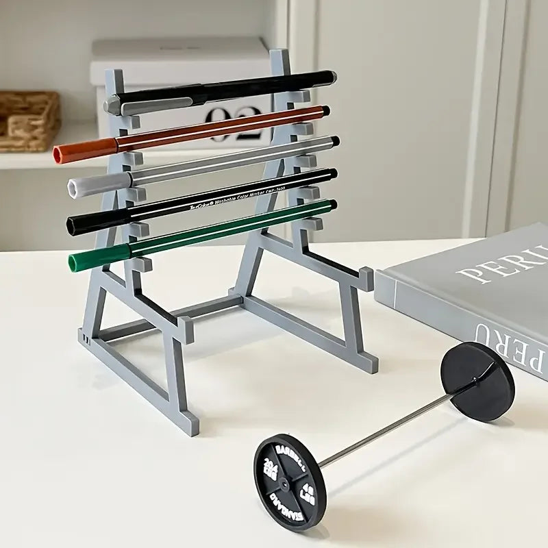 Creative barbell pen holder for fitness lovers and weightlifters