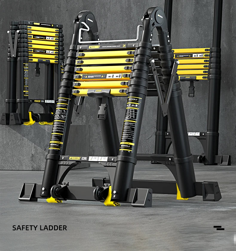 New Herringbone Telescopic Ladder Aluminum Alloy Thickened Engineering Folding  Multifunctional Portable Lifting Floor Ladder