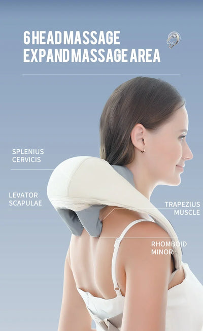 Foreverlily Wireless Neck And Back Massager Cervical Relaxing Shawl Kneading Massage for Trapezius Pain Relief