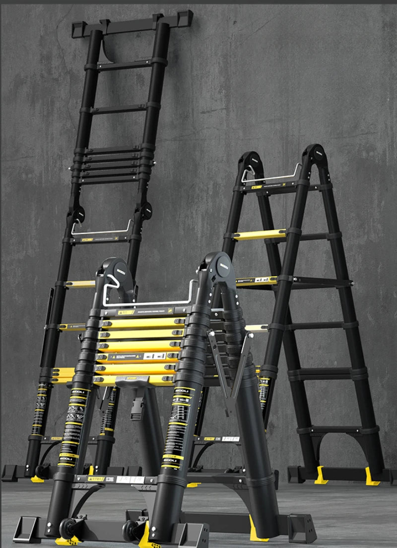 New Herringbone Telescopic Ladder Aluminum Alloy Thickened Engineering Folding  Multifunctional Portable Lifting Floor Ladder