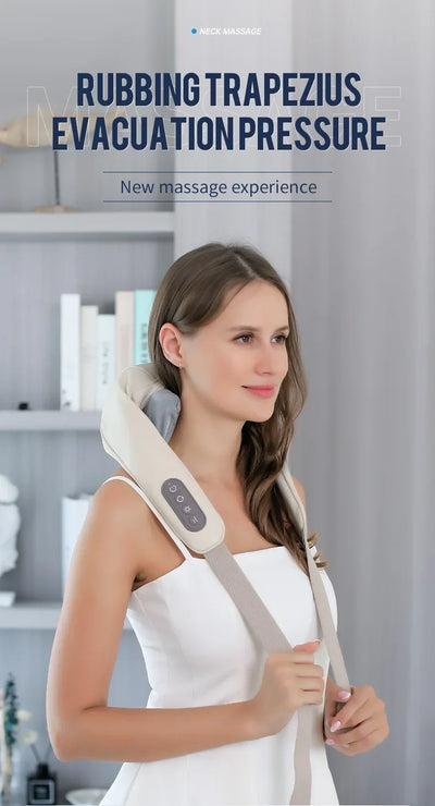 Foreverlily Wireless Neck And Back Massager Cervical Relaxing Shawl Kneading Massage for Trapezius Pain Relief
