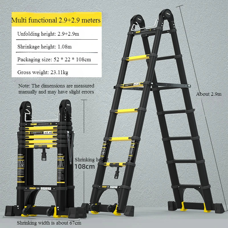 New Herringbone Telescopic Ladder Aluminum Alloy Thickened Engineering Folding  Multifunctional Portable Lifting Floor Ladder