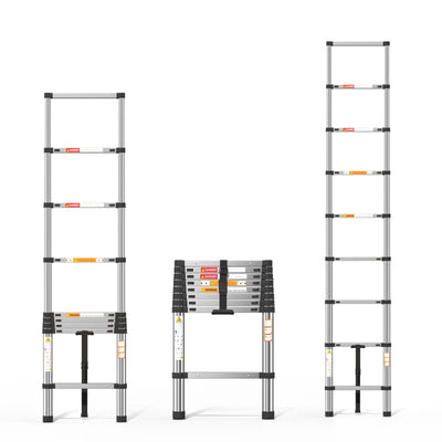 2.6m Telescopic Ladder Stainless Steel Convenient Extendable Folding Ladder,Easy To Carry, Suitable For Pulling Walls, Changing