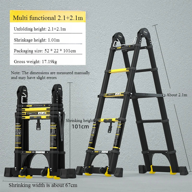 New Herringbone Telescopic Ladder Aluminum Alloy Thickened Engineering Folding  Multifunctional Portable Lifting Floor Ladder