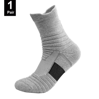 Anti-slip breathable cotton football socks for men, sizes 39-45