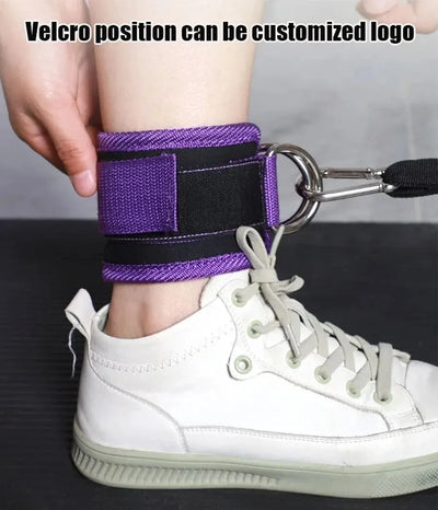 Ankle straps with adjustable D-ring cuffs for fitness workouts