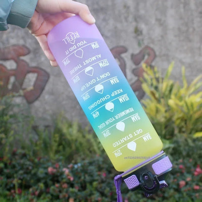 1pc 1000ml Large Capacity Gradient Water Bottle,Water Bottle with Straw 1 Litre Leakproof with Time Marker,for Sports Fitness