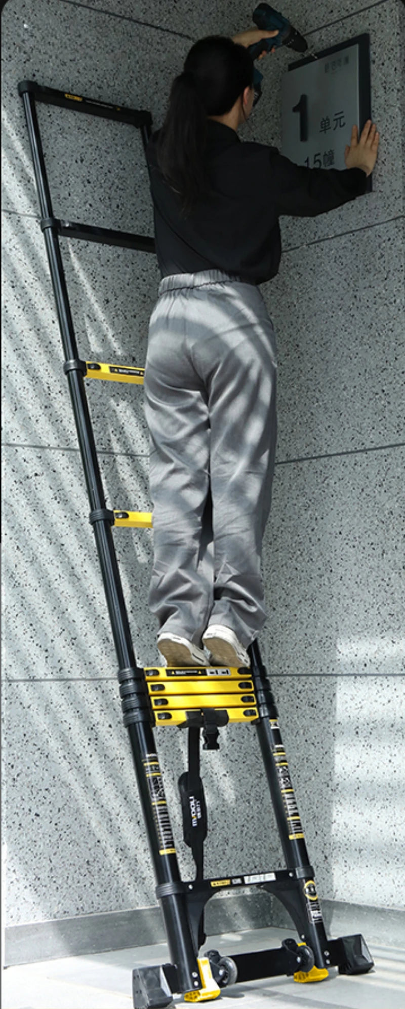 New Herringbone Telescopic Ladder Aluminum Alloy Thickened Engineering Folding  Multifunctional Portable Lifting Floor Ladder