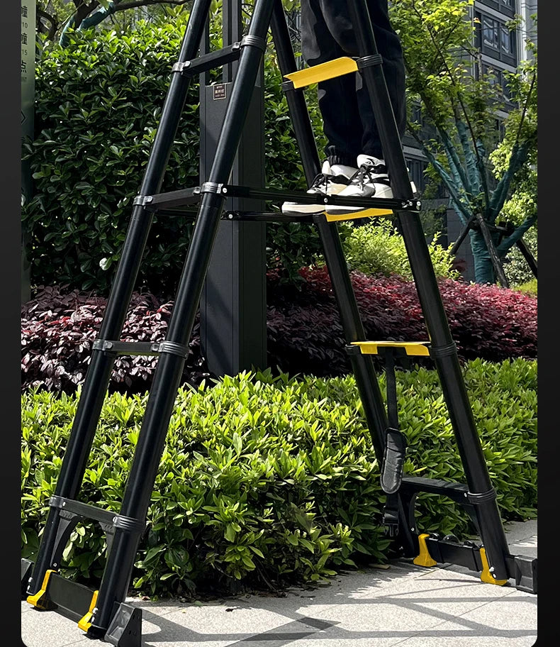 New Herringbone Telescopic Ladder Aluminum Alloy Thickened Engineering Folding  Multifunctional Portable Lifting Floor Ladder