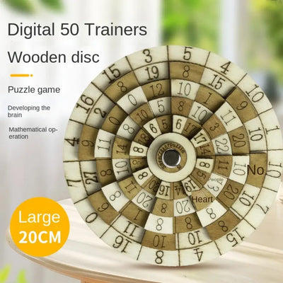 Wooden logic puzzle toy with numbers, maze design, and turntable