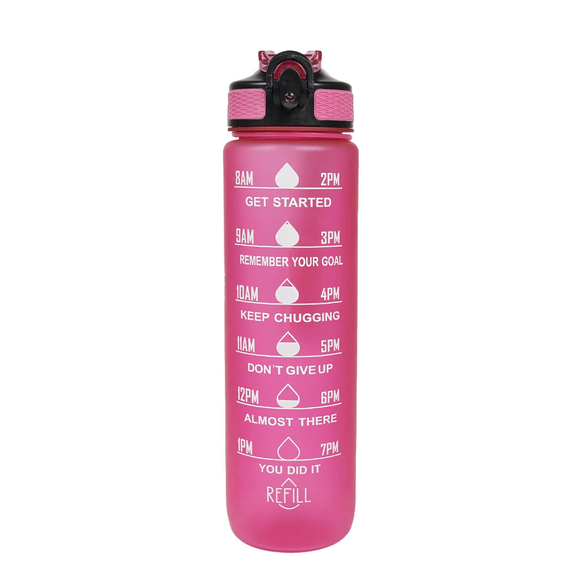 1pc 1000ml Large Capacity Gradient Water Bottle,Water Bottle with Straw 1 Litre Leakproof with Time Marker,for Sports Fitness