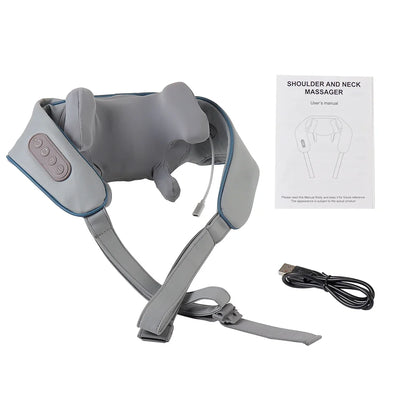 Foreverlily Wireless Neck And Back Massager Cervical Relaxing Shawl Kneading Massage for Trapezius Pain Relief
