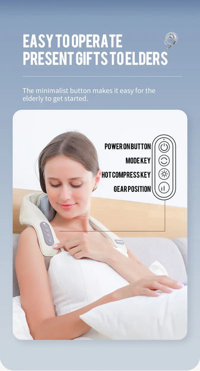 Foreverlily Wireless Neck And Back Massager Cervical Relaxing Shawl Kneading Massage for Trapezius Pain Relief