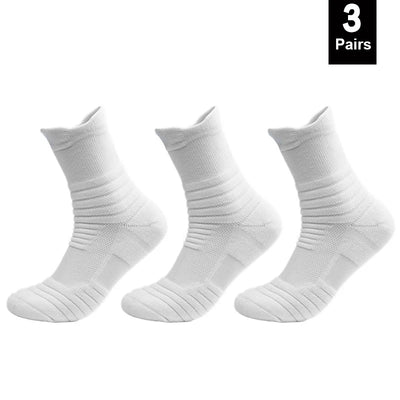 Anti-slip breathable cotton football socks for men, sizes 39-45