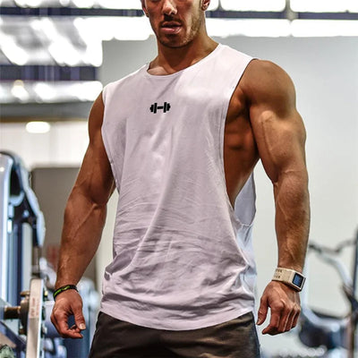 Men's cotton sleeveless gym vest for bodybuilding and workouts