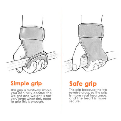 Cowhide palm guard gym grips with wrist wraps for weightlifting