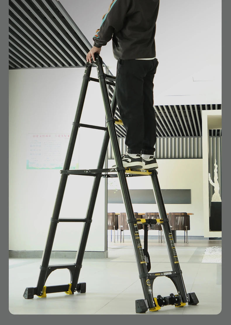 New Herringbone Telescopic Ladder Aluminum Alloy Thickened Engineering Folding  Multifunctional Portable Lifting Floor Ladder