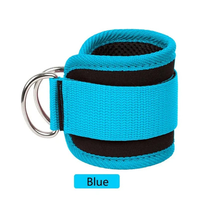 Ankle straps with adjustable D-ring cuffs for fitness workouts
