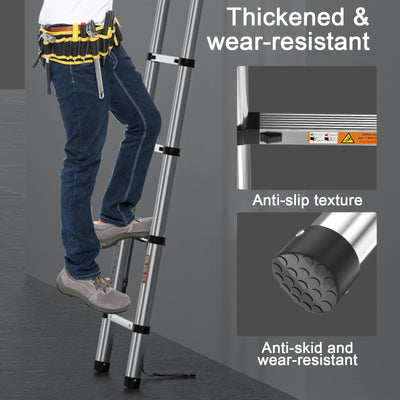 2.6m Telescopic Ladder Stainless Steel Convenient Extendable Folding Ladder,Easy To Carry, Suitable For Pulling Walls, Changing