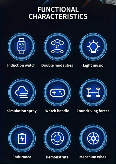Remote control toy car, dual controller, handle remote control and bracelet remote control, supporting gesture operation.