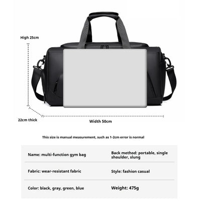 Large sports travel duffel bag with shoe storage and multiple compartments