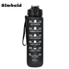 1pc 1000ml Large Capacity Gradient Water Bottle,Water Bottle with Straw 1 Litre Leakproof with Time Marker,for Sports Fitness