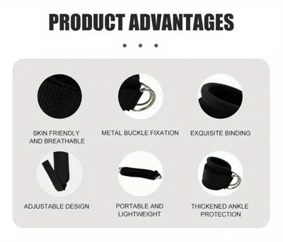 Adjustable fitness ankle straps for gym workouts