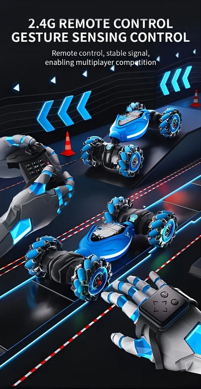 Remote control toy car, dual controller, handle remote control and bracelet remote control, supporting gesture operation.