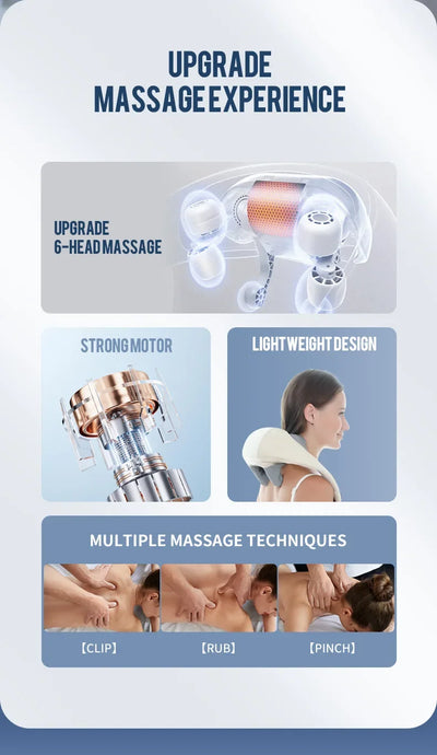 Foreverlily Wireless Neck And Back Massager Cervical Relaxing Shawl Kneading Massage for Trapezius Pain Relief