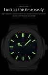 POEDAGAR luxury men's square quartz watch with leather strap, luminous hands, and waterproof date display