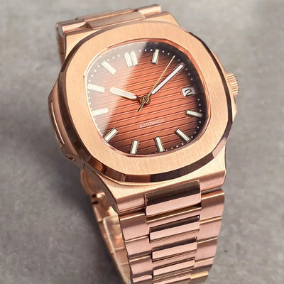 Tandorio 40mm rose gold square watch with sapphire crystal and automatic movement