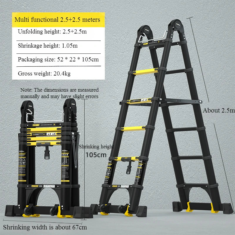 New Herringbone Telescopic Ladder Aluminum Alloy Thickened Engineering Folding  Multifunctional Portable Lifting Floor Ladder