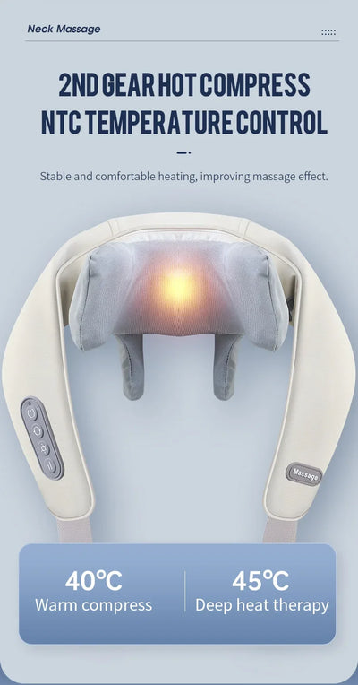 Foreverlily Wireless Neck And Back Massager Cervical Relaxing Shawl Kneading Massage for Trapezius Pain Relief