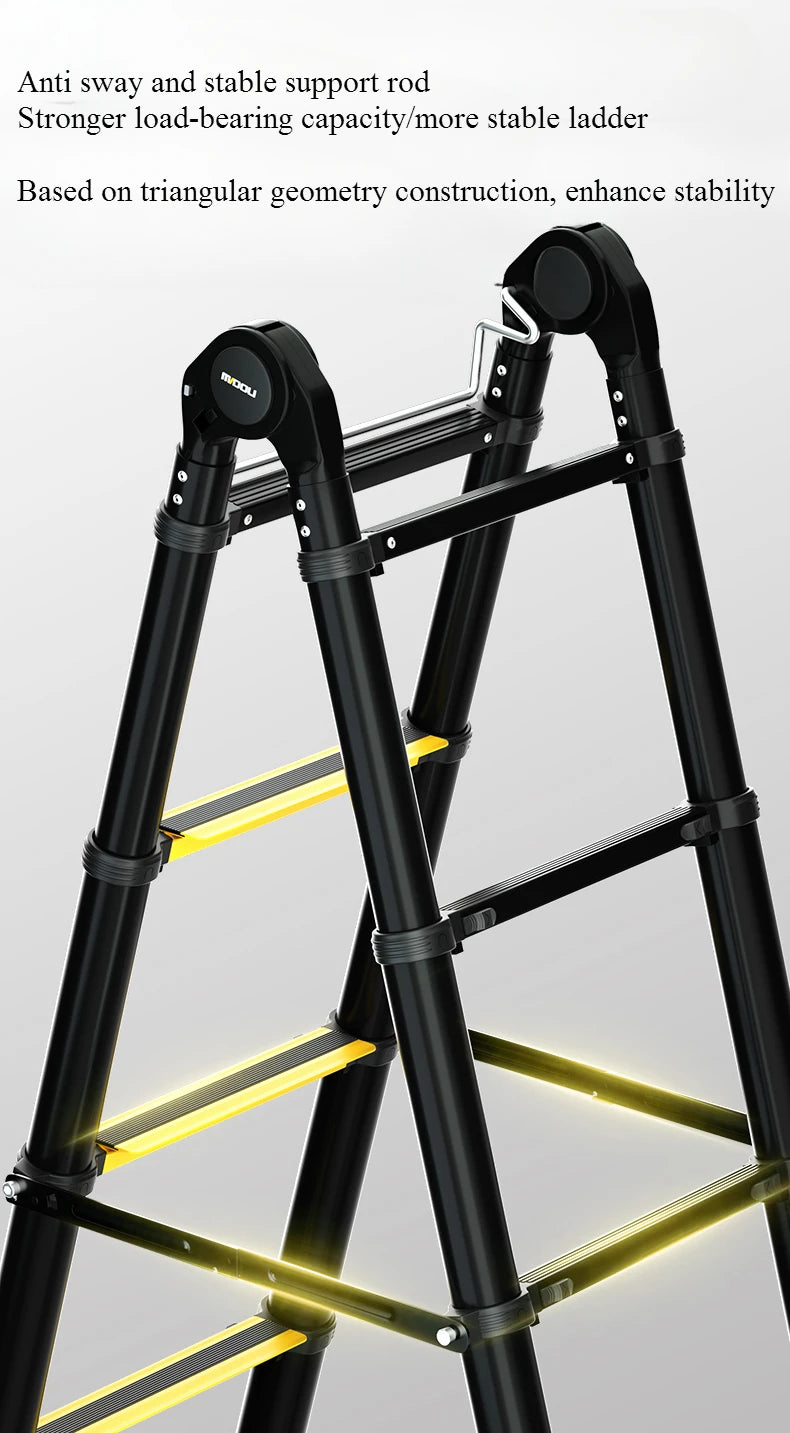 New Herringbone Telescopic Ladder Aluminum Alloy Thickened Engineering Folding  Multifunctional Portable Lifting Floor Ladder
