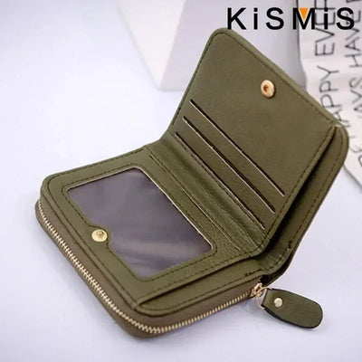 Small fashionable wallet for women in pink leather