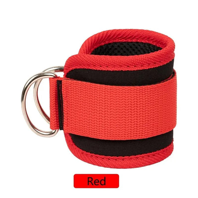 Ankle straps with adjustable D-ring cuffs for fitness workouts