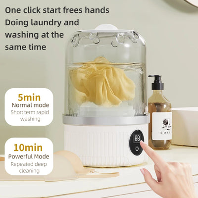 Mini wireless washing machine for socks and underwear, portable 1L cleanec